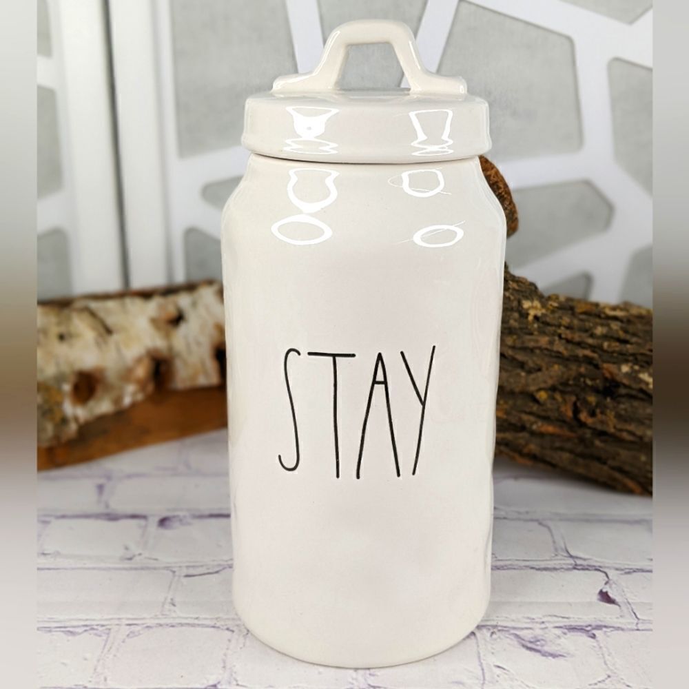 Rae Dunn STAY Ceramic Canister Treat Jar Storage Container